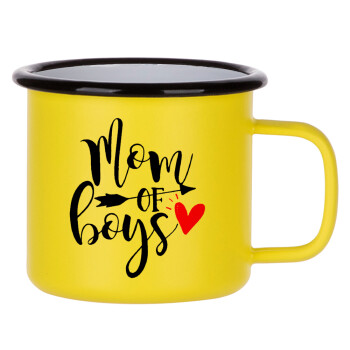 Mom of boys, Κούπα Μεταλλική εμαγιέ ΜΑΤ Κίτρινη 360ml