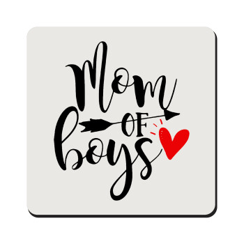 Mom of boys, Τετράγωνο μαγνητάκι ξύλινο 9x9cm