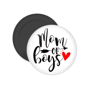 Mom of boys, Μαγνητάκι ψυγείου στρογγυλό διάστασης 5cm
