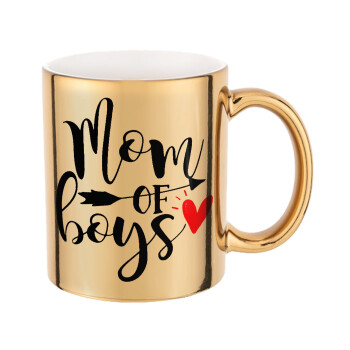 Mom of boys, Mug ceramic, gold mirror, 330ml
