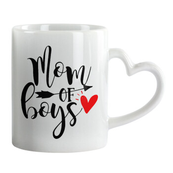 Mom of boys, Mug heart handle, ceramic, 330ml