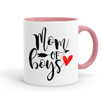 Mom of boys, Mug colored pink, ceramic, 330ml