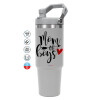 ΓΚΡΙ Travel Tumbler Θερμός με χερούλι και καλαμάκι 890ml