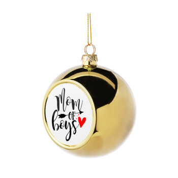 Mom of boys, Στολίδι Χριστουγεννιάτικη μπάλα δένδρου Χρυσή 8cm