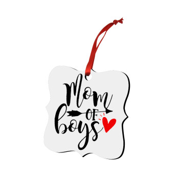 Mom of boys, Στολίδι Χριστουγεννιάτικο στολίδι polygon ξύλινο 7.5cm