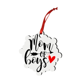 Mom of boys, Christmas ornament snowflake wooden 7.5cm