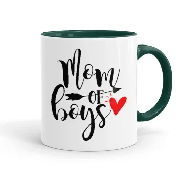 Mom of boys, Mug colored green, ceramic, 330ml
