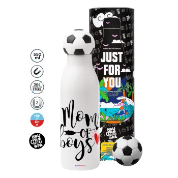 Mom of boys, Soccer Metal mug thermos, double wall, 550ml