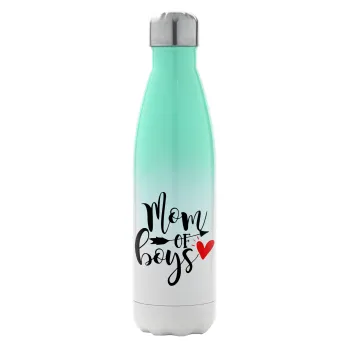 Mom of boys, Μεταλλικό παγούρι θερμός Πράσινο/Λευκό (Stainless steel), διπλού τοιχώματος, 500ml