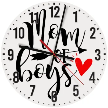 Mom of boys, Ρολόι τοίχου ξύλινο (30cm)