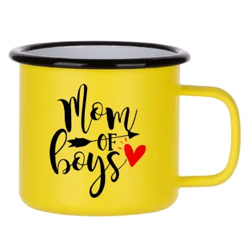 Mom of boys, Κούπα Μεταλλική εμαγιέ ΜΑΤ Κίτρινη 360ml