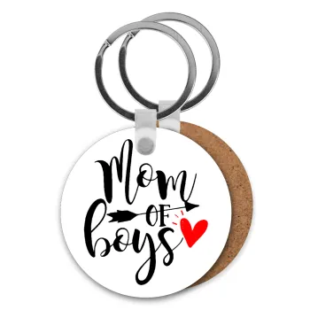 Mom of boys, Μπρελόκ Ξύλινο στρογγυλό MDF Φ5cm