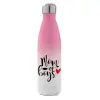 Metal mug thermos Pink/White (Stainless steel), double wall, 500ml