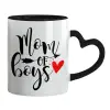 Mug heart black handle, ceramic, 330ml