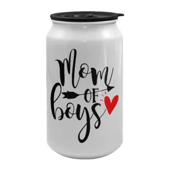 Mom of boys, Κούπα ταξιδιού μεταλλική με καπάκι (tin-can) 500ml