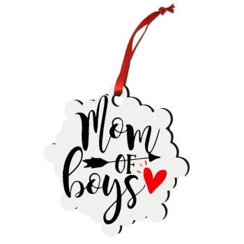 Mom of boys, Christmas ornament snowflake wooden 7.5cm