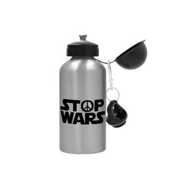 STOP WARS, Metallic water jug, Silver, aluminum 500ml