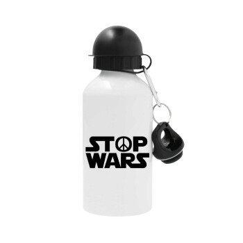 STOP WARS, Metal water bottle, White, aluminum 500ml
