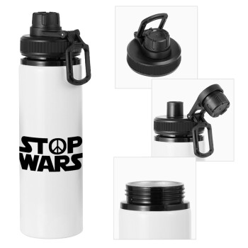 STOP WARS, Metal water bottle with safety cap, aluminum 850ml