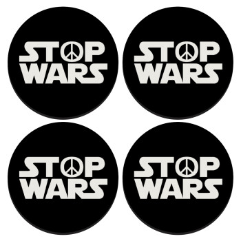 STOP WARS, SET of 4 round wooden coasters (9cm)