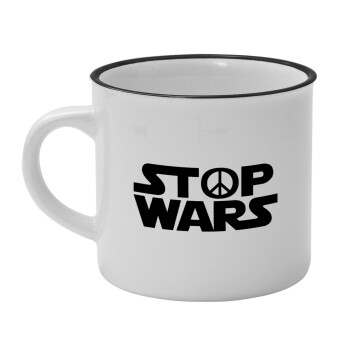 STOP WARS, Κούπα κεραμική vintage Λευκή/Μαύρη 230ml