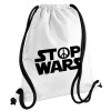 STOP WARS, Τσάντα πλάτης πουγκί GYMBAG λευκή, με τσέπη (40x48cm) & χονδρά κορδόνια