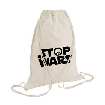 STOP WARS, Τσάντα πλάτης πουγκί GYMBAG natural (28x40cm)