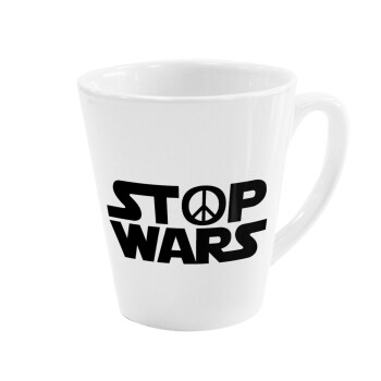 STOP WARS, Κούπα κωνική Latte Λευκή, κεραμική, 300ml
