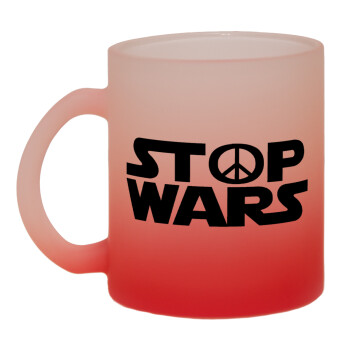 STOP WARS, Κούπα γυάλινη δίχρωμη με βάση το κόκκινο ματ, 330ml
