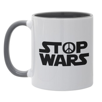 STOP WARS, Mug colored grey, ceramic, 330ml