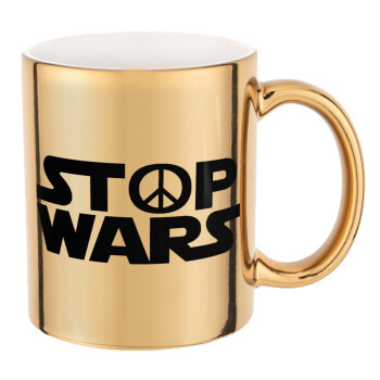 STOP WARS, Mug ceramic, gold mirror, 330ml