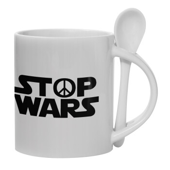 STOP WARS, Κούπα, κεραμική με κουταλάκι, 330ml (1 τεμάχιο)