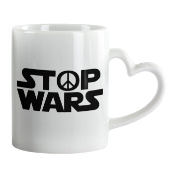 STOP WARS, Mug heart handle, ceramic, 330ml