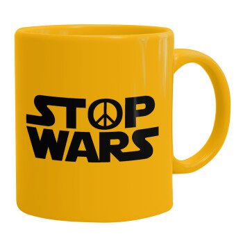 STOP WARS, Ceramic coffee mug yellow, 330ml (1pcs)