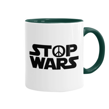 STOP WARS, Κούπα χρωματιστή πράσινη, κεραμική, 330ml