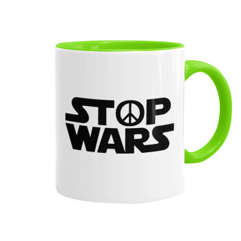 STOP WARS, Mug colored light green, ceramic, 330ml