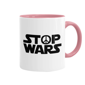 STOP WARS, Κούπα χρωματιστή ροζ, κεραμική, 330ml