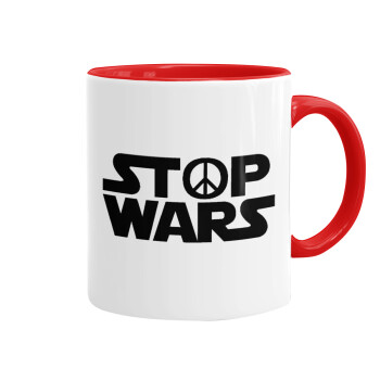 STOP WARS, Κούπα χρωματιστή κόκκινη, κεραμική, 330ml