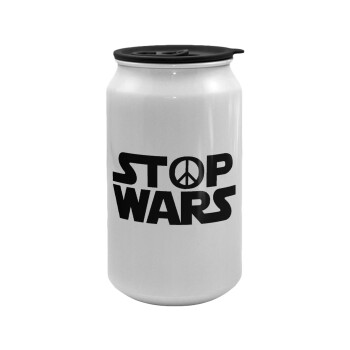 STOP WARS, Κούπα ταξιδιού μεταλλική με καπάκι (tin-can) 500ml