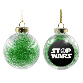 STOP WARS, Χριστουγεννιάτικη μπάλα δένδρου διάφανη με πράσινο γέμισμα 8cm