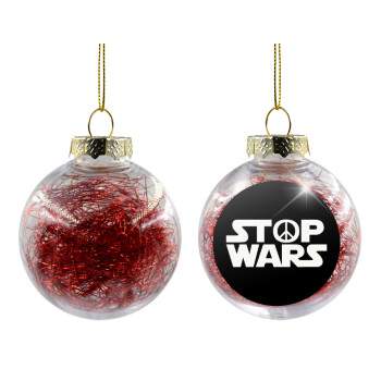 STOP WARS, Χριστουγεννιάτικη μπάλα δένδρου διάφανη με κόκκινο γέμισμα 8cm