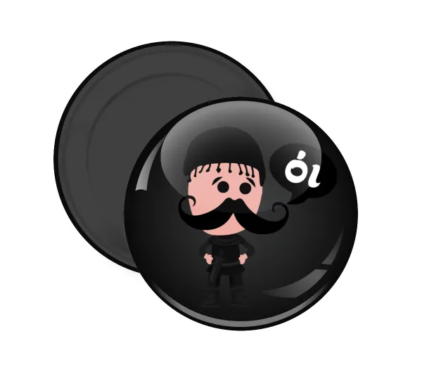 Κρητικός "Οι" — Round fridge magnet, 5cm