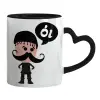 Mug heart black handle, ceramic, 330ml