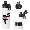 Metal water bottle with safety cap, aluminum 850ml