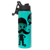 Metallic water bottle with safety lid, 850ml aluminum