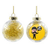 Στολίδι Χριστουγεννιάτικη μπάλα δένδρου διάφανη με χρυσό γέμισμα 8cm