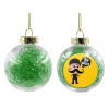 Στολίδι Χριστουγεννιάτικη μπάλα δένδρου διάφανη με πράσινο γέμισμα 8cm