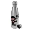 Metallic water bottle, stainless steel, 750ml