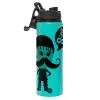 Metallic water bottle with safety lid, 850ml aluminum