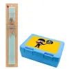 Easter Set, children's snack container BLUE & Easter aromatic flat candle (30cm) (TURQUOISE)